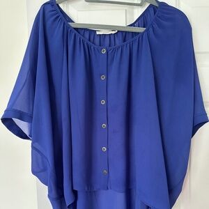 Lush Short Sleeve Draped Chiffon Blouse